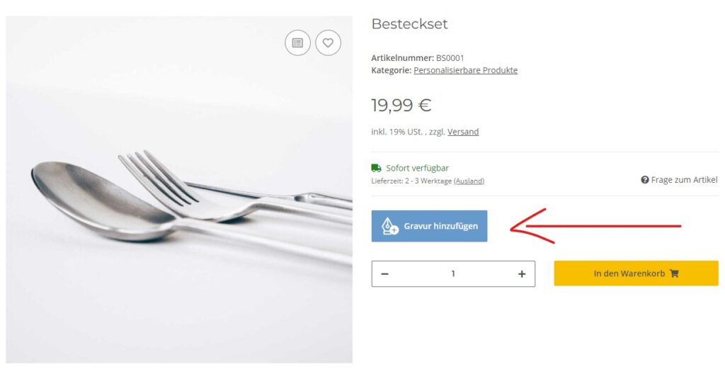 Button in der Artikeldetailseite