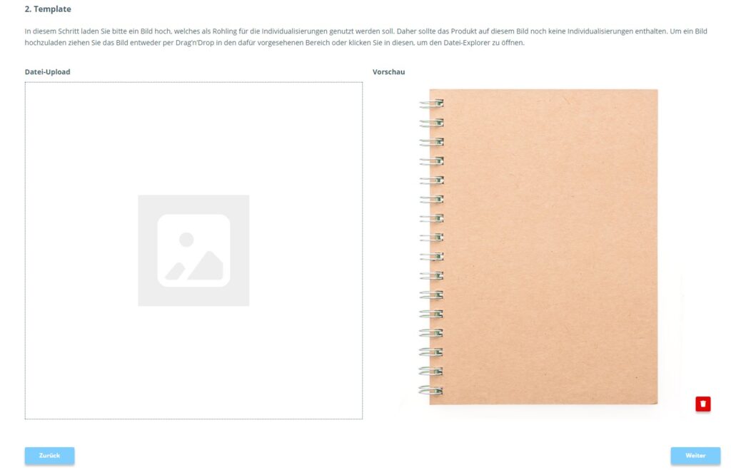 Schritt 2 - Template-Bild hochladen
