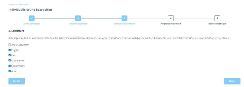 Schritt 3 - Schriftarten auswählen
