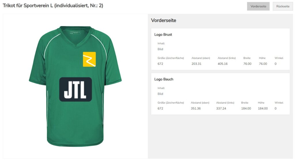 Details einer Bestellung mit Bildern