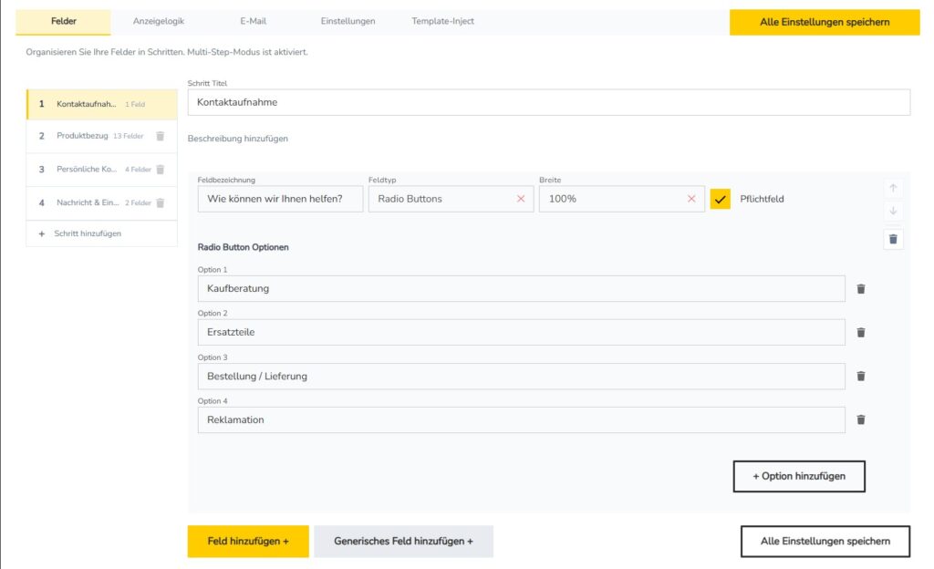 ZR Contact Form - Formular bearbeiten