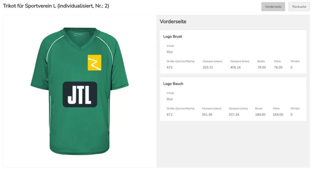 Details einer Bestellung mit Bildern